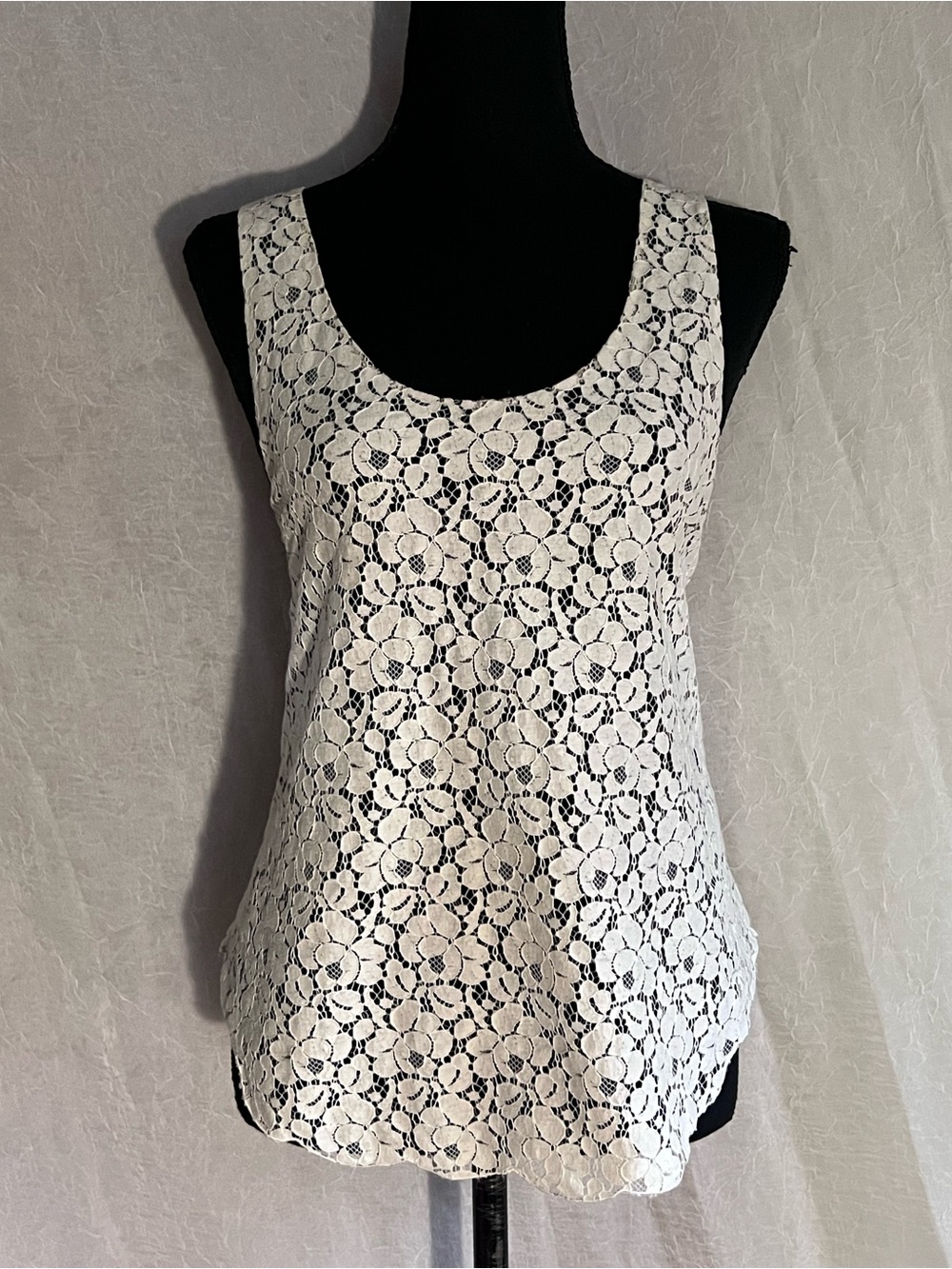 Talula off white & black Floral Lace tank